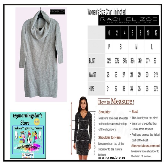 RACHEL ZOE NEW Minimalist Soft Merino Wool Cowl Neck Mini Sweater Dress M - Picture 12 of 12